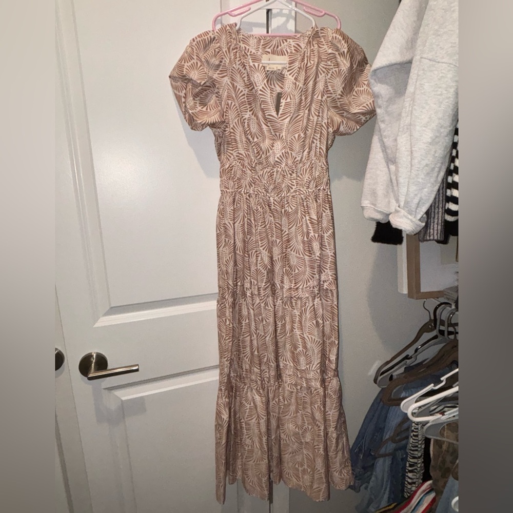 anthropologie brown and white dress